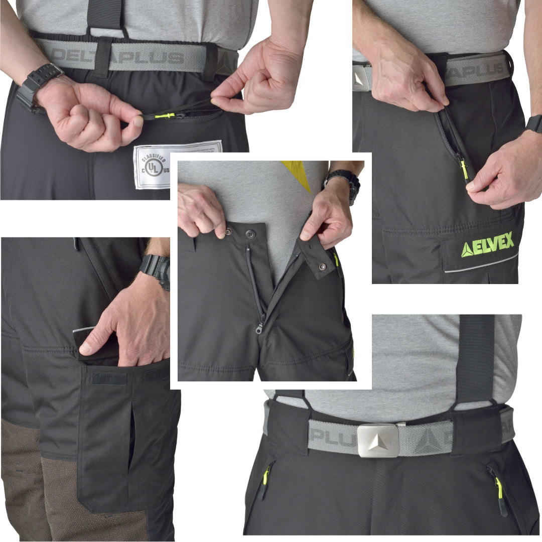 Delta Plus WELJEAP2L31 Hi-Visibility Arborist Pants - 420D Water-Resistant Work Pants for Tree Climbing & Outdoor Jobs - Black (Large, 35-41 x 31) - Ideal for Arborists, Landscapers & Forestry Workers