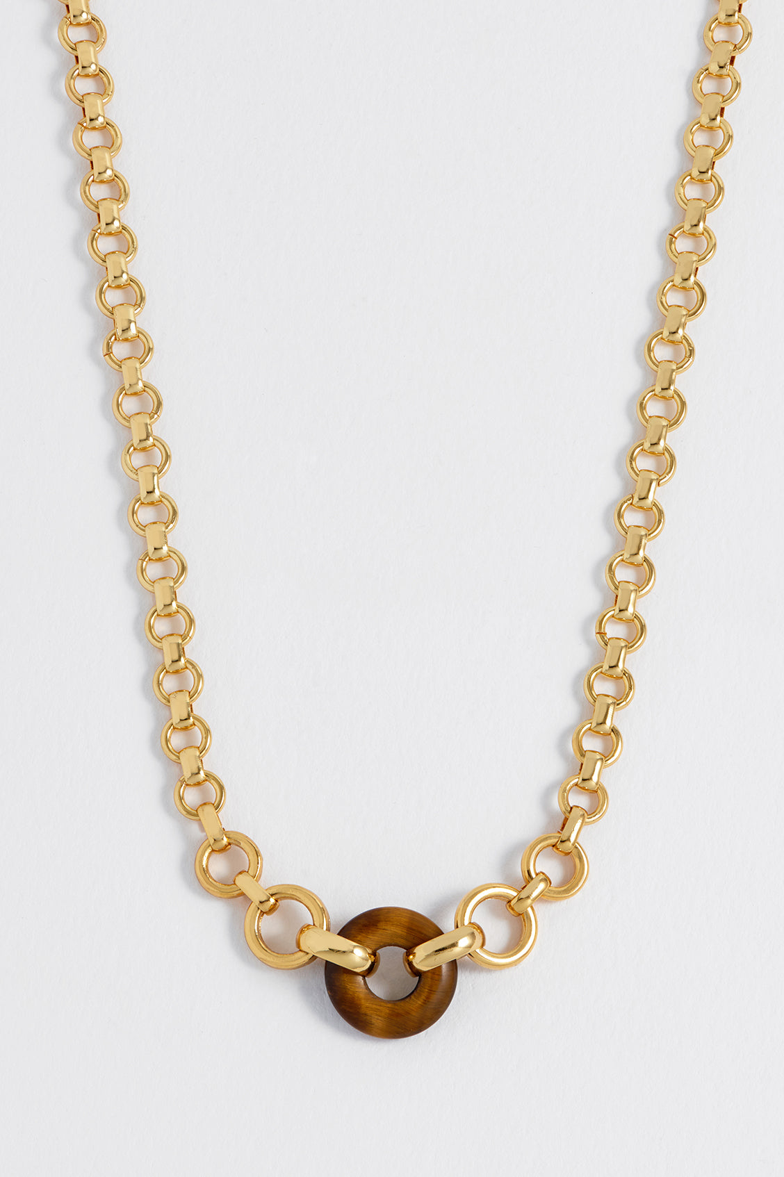 Tigers Eye Graduated Round Link Chain Necklace - Natural Stone Jewelry for Women - Perfect for Layering, Gift Giving & Everyday Wear