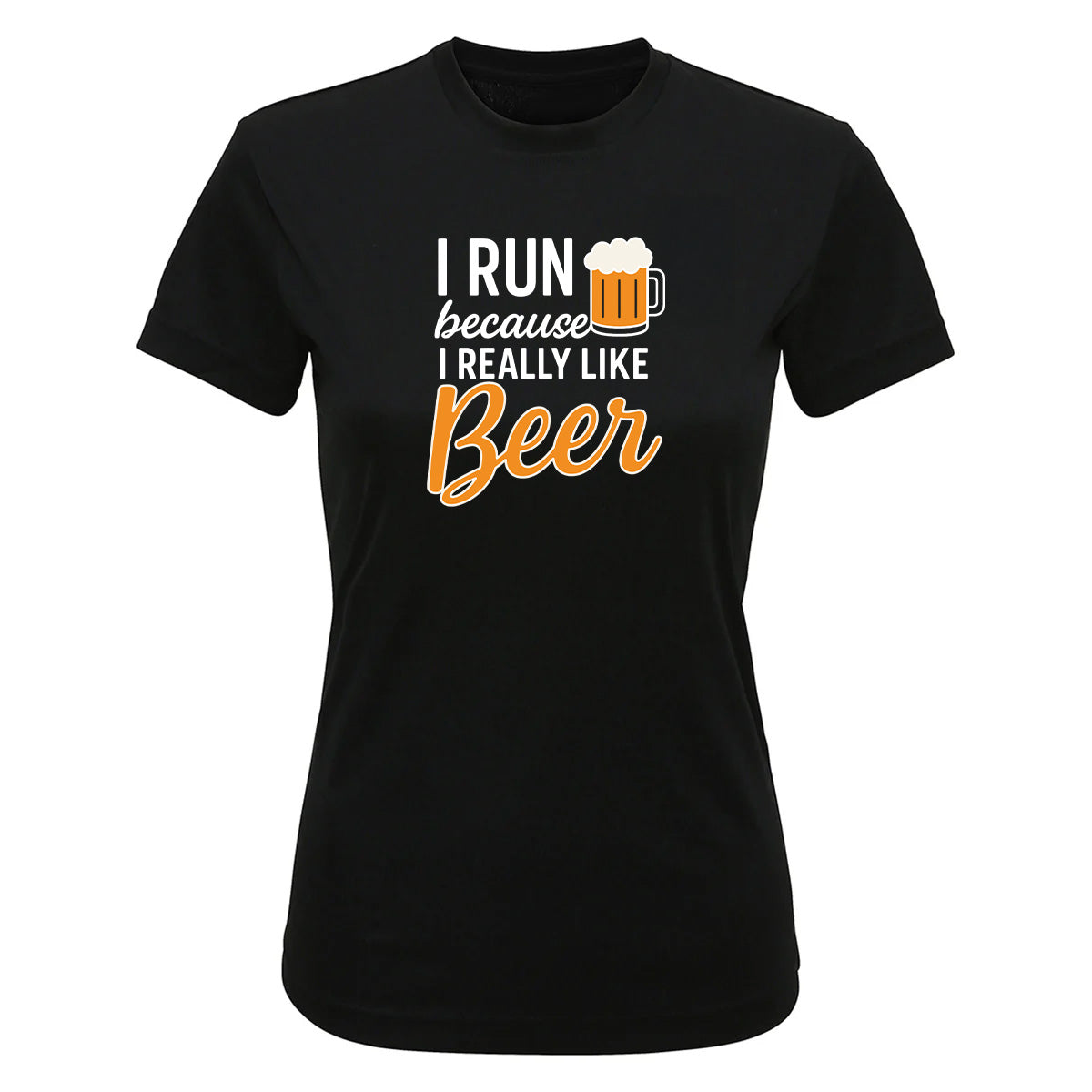 I Run Because I Love Beer Technical Running T-Shirt - Moisture Wicking Workout Top for Runners & Fitness Enthusiasts