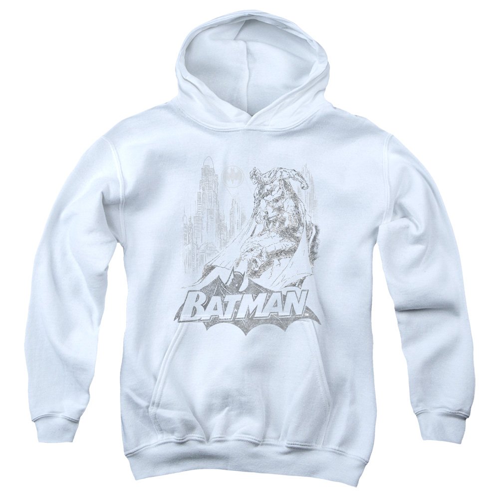 Trevco Batman Bat Sketch Unisex Youth Pullover Hoodie - Soft Cotton Sweatshirt for Kids & Teens - Perfect for School, Casual Wear & Superhero Fans