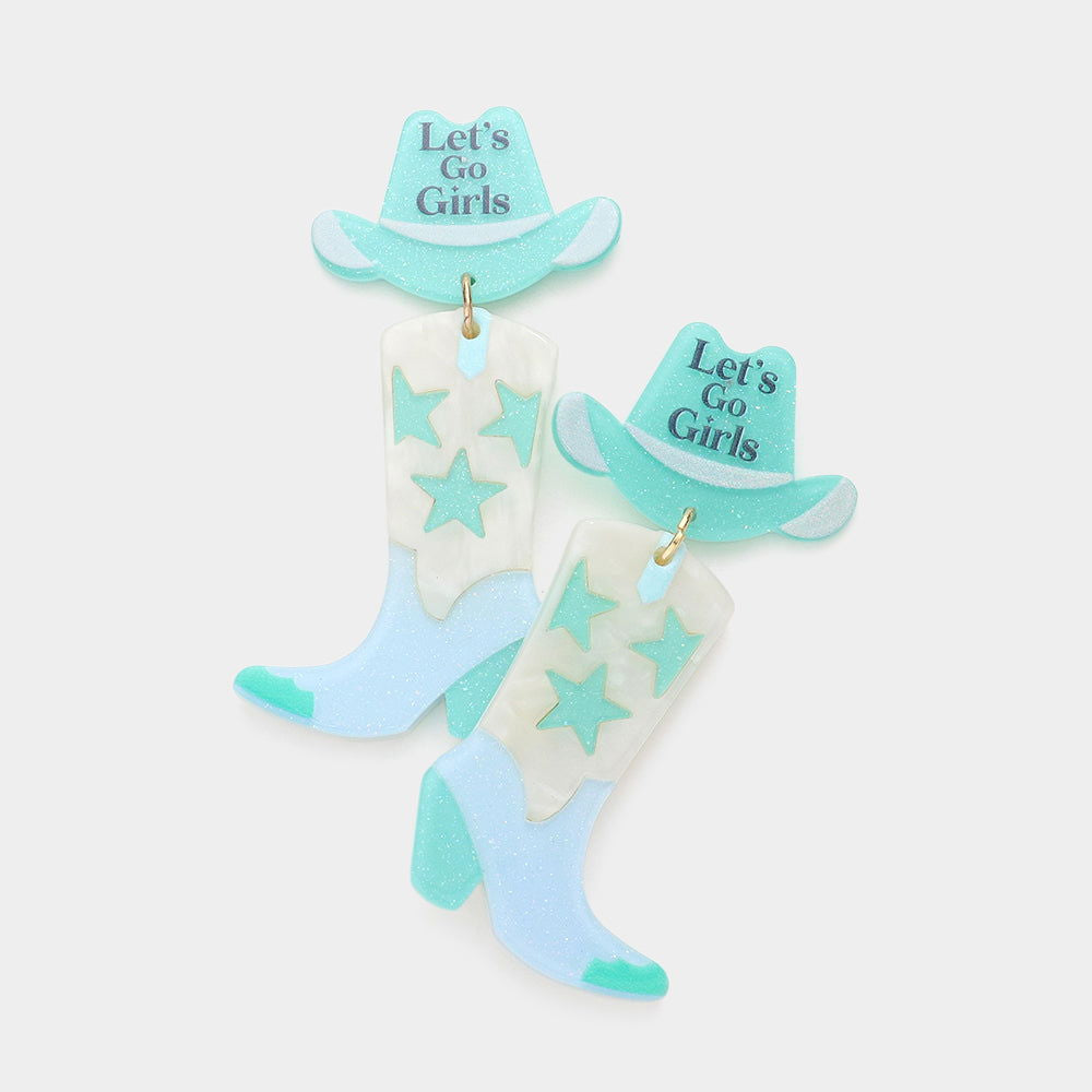 Western Cowgirl Hat Dangle Earrings for Women - Boho Chic Turquoise & Silver Accessories | Perfect for Country Concerts, Rodeos & Festival Outfits
