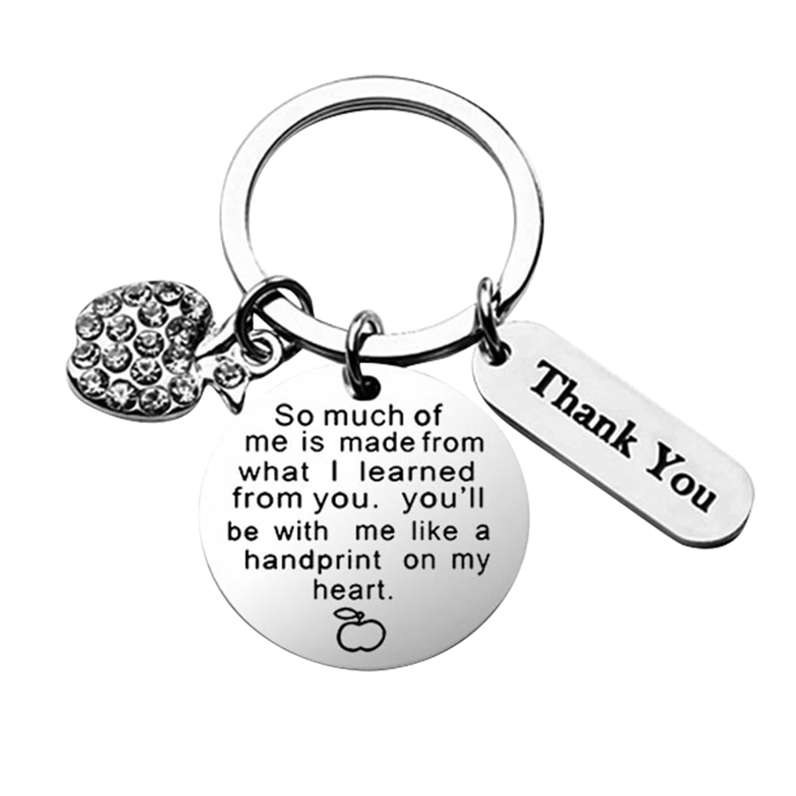 Personalized Teacher Appreciation Gifts - Engraved Thank You Keychain for Women & Men Educators - Perfect End of Year, Retirement or Christmas Gift for Teachers