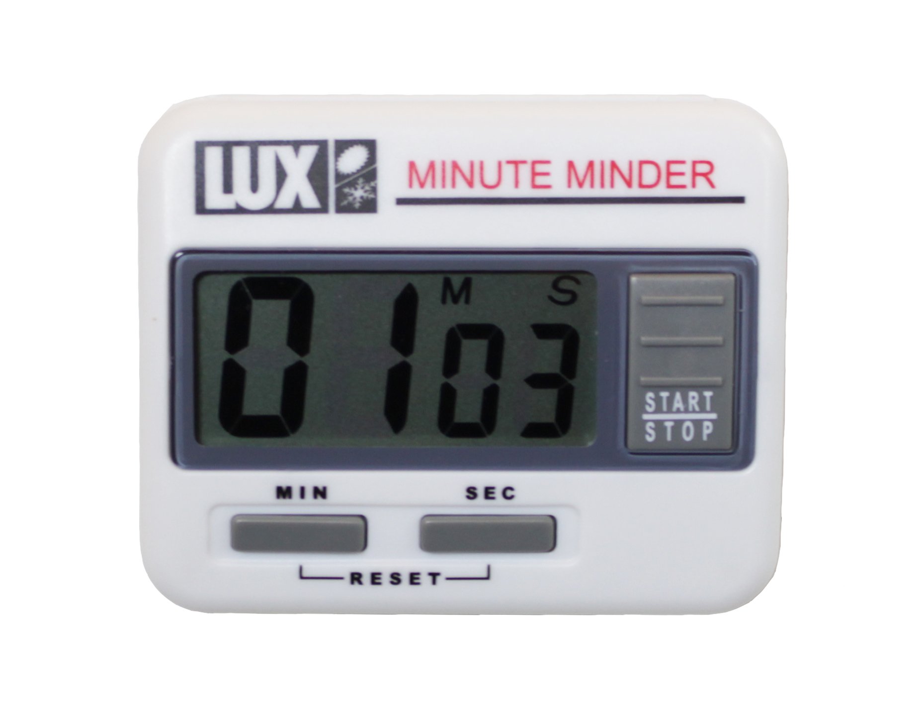 Lux Cu100 Large Digital Display Magnetic Kitchen Timer - Count Up & Down with Clear Numbers - Perfect for Cooking, Baking, and Classroom Activities (White)
