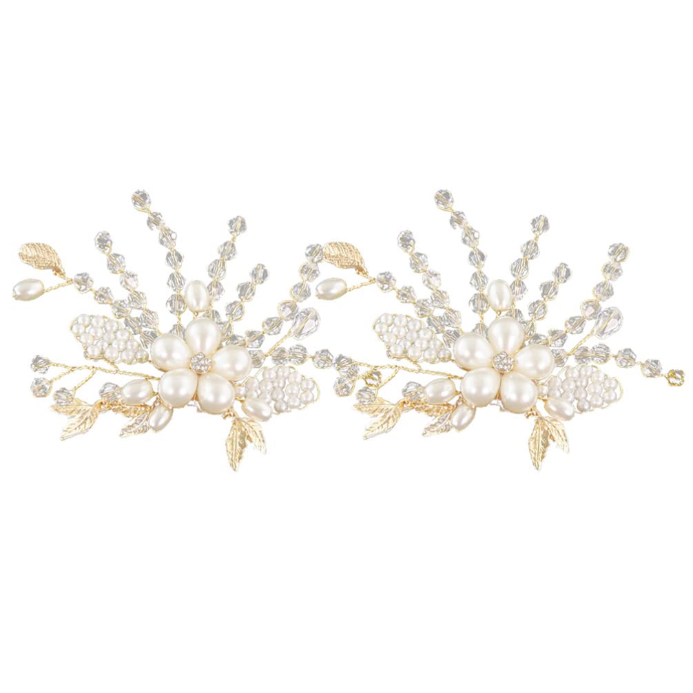 USHOBE 1 Pair Pearl Bridal Shoe Clips - Rhinestone Crystal Flower Shoe Accessories for Wedding, Birthday & Prom - DIY Removable Shoe Buckles for Heels & Flats - Perfect for Brides, Bridesmaids & Special Occasions