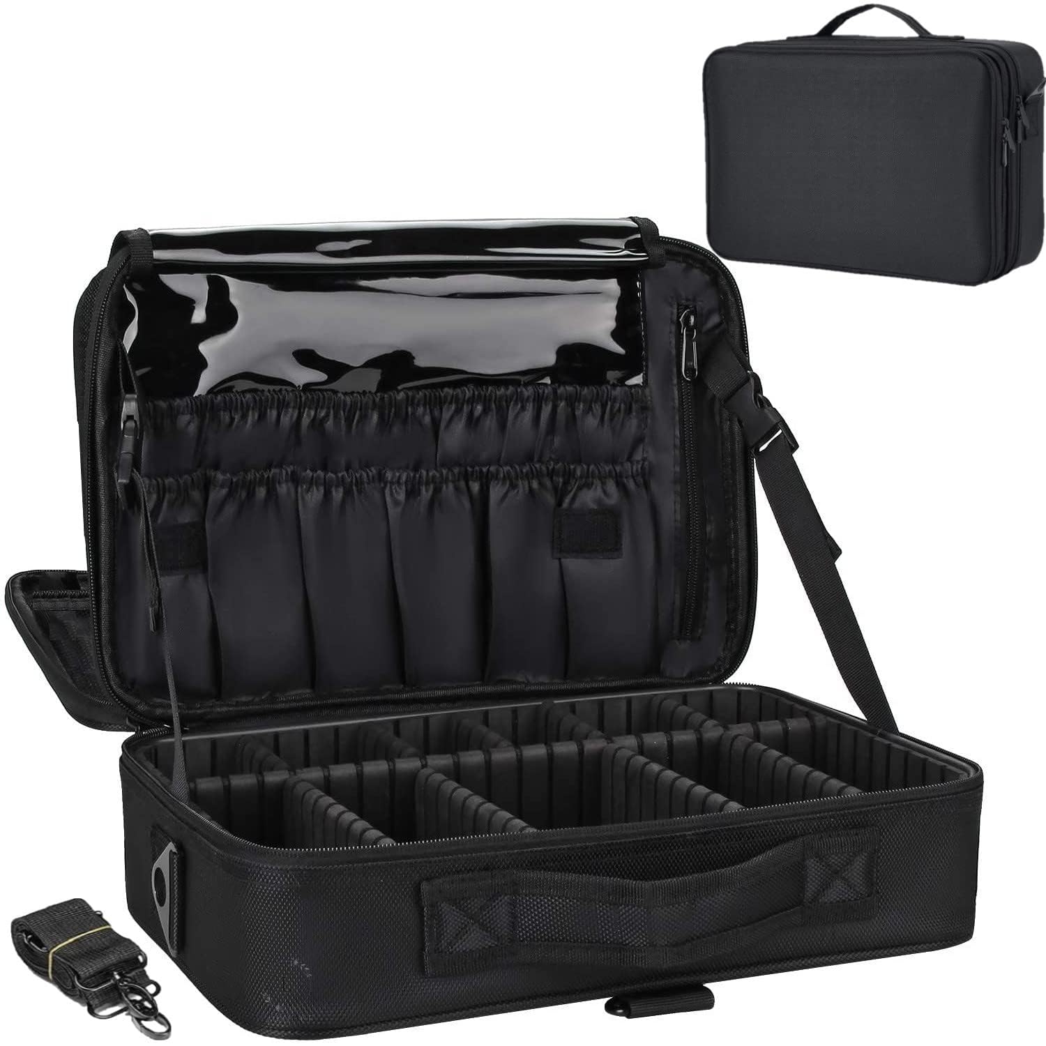 SKINPLUS Professional 16-inch Waterproof Makeup Train Case - Adjustable Vanity Organizer for Women | Travel Cosmetic Storage Bag, Ideal for Home, Salon & On-the-Go Beauty Essentials