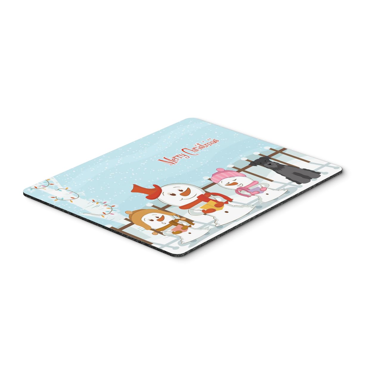 Merry Christmas Carolers Miniature Schnauzer Black Mouse Pad - Large Washable Desk Mat for Home Office, Gaming & Computer Work | Holiday Decor & Gift Idea