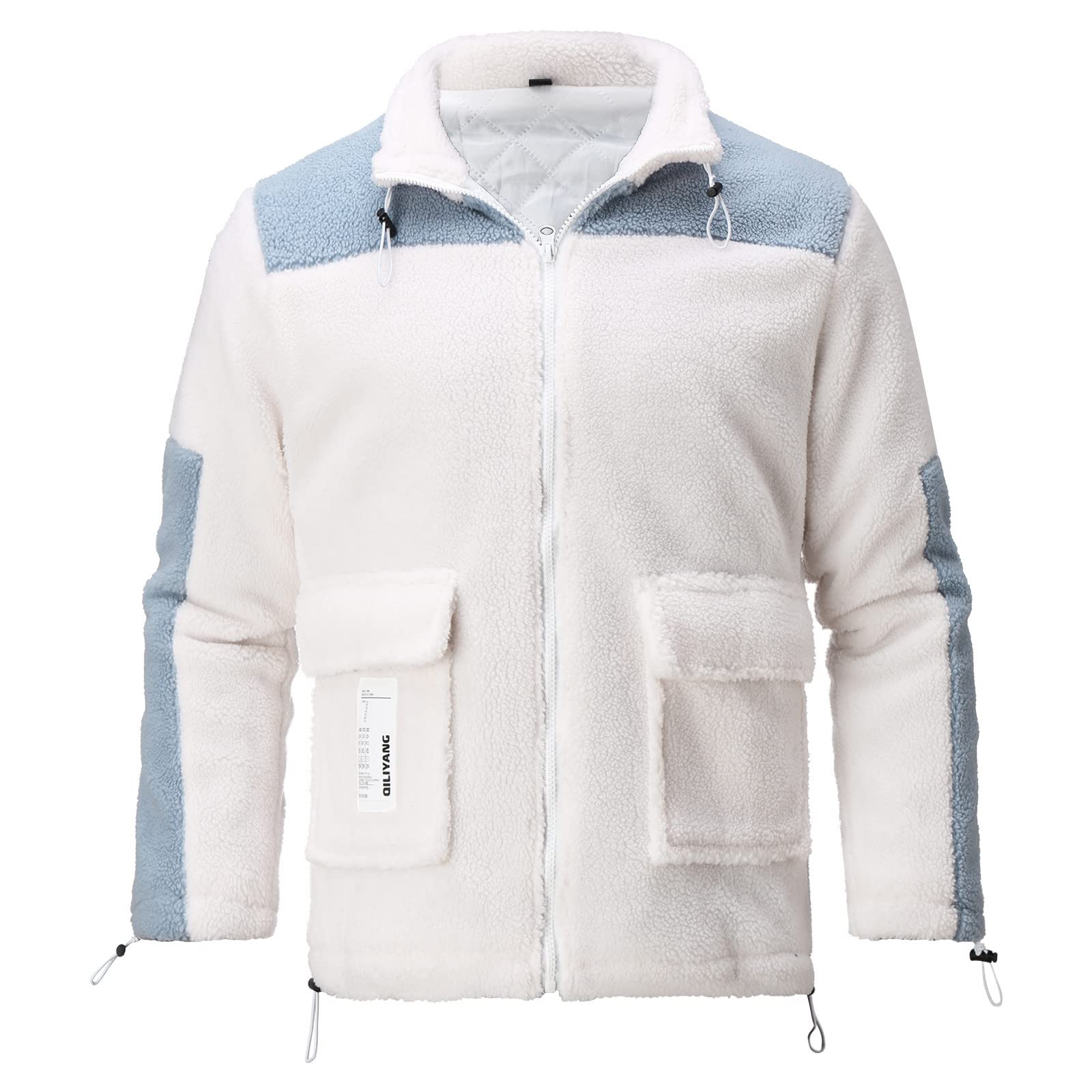 Men's Winter Coat - Stand Collar Long Sleeve Plush Jacket with Zipper, Warm Fleece Lined Outerwear for Cold Weather | Perfect for Snow Days, Outdoor Activities & Daily Winter Wear