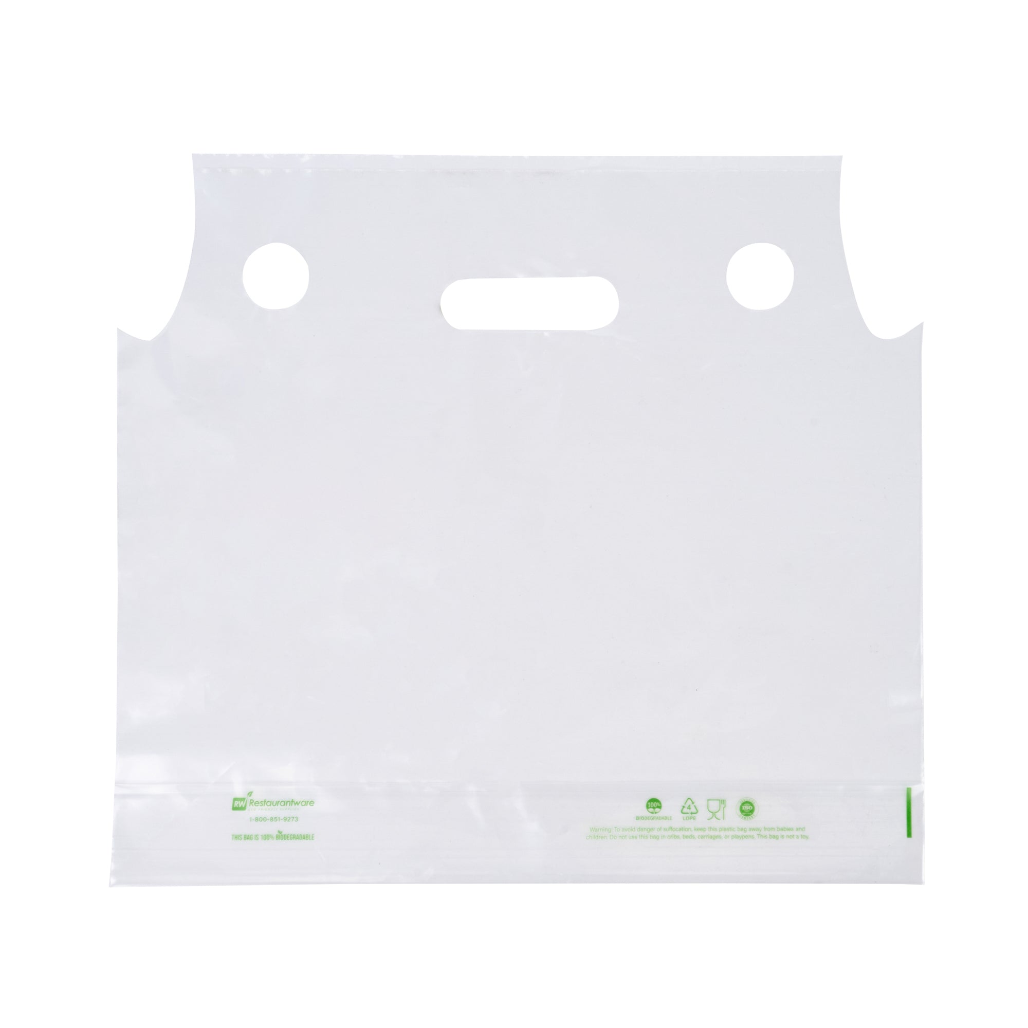 Eco-Friendly Clear Plastic Drink Carrier Bag - Holds 2 Cups, Biodegradable & Durable (12.5