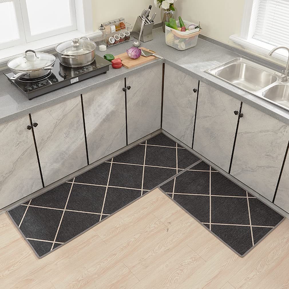LIKETN Non-Slip Geometric Kitchen Runner Rug - Absorbent Luxury Rectangle Floor Mat for Hallway, Living Room, Bedroom - Indoor/Outdoor Doormat (Grey, 4.2'x6.2') | Perfect for Entryways, Dining Areas & High-Traffic Spaces