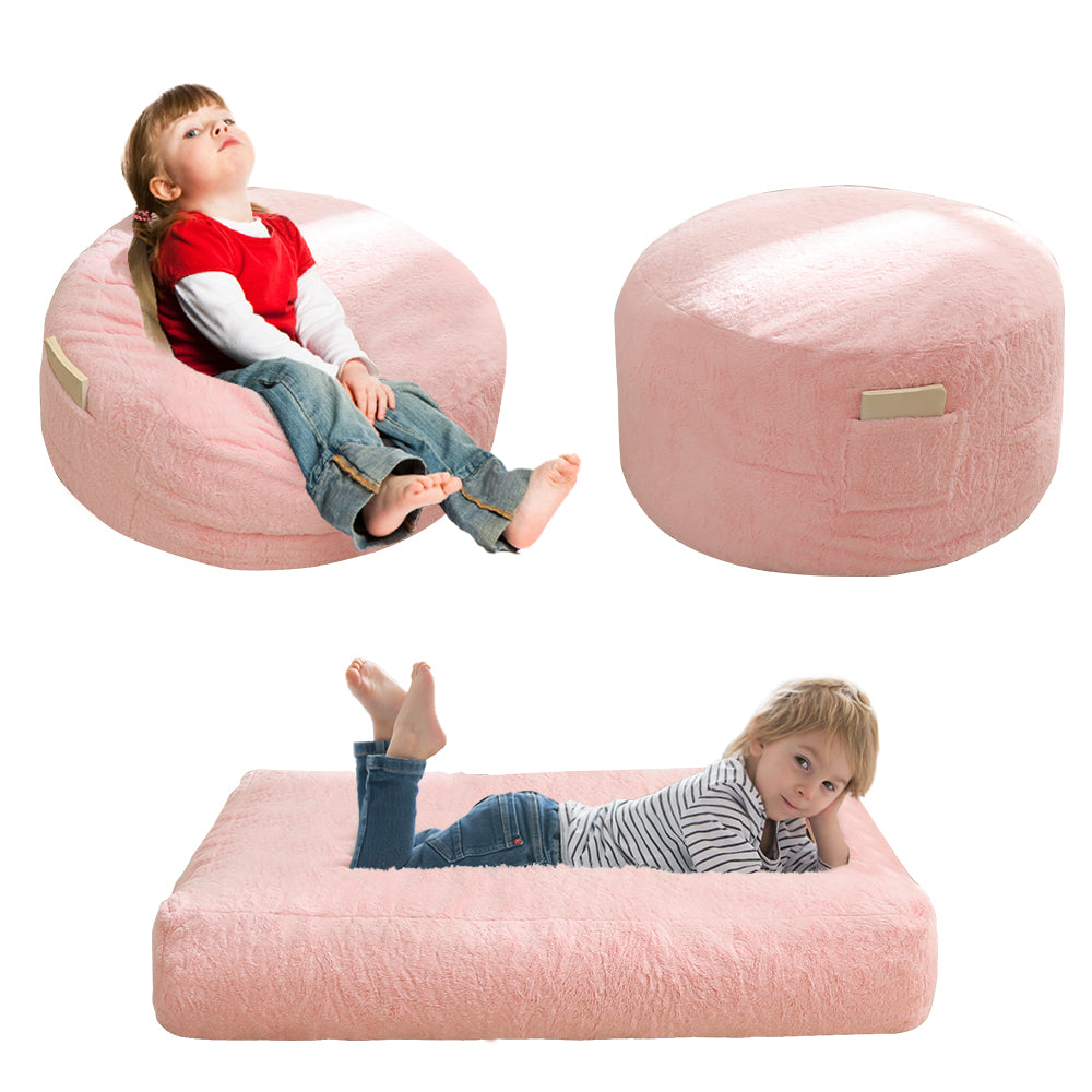 MAXYOYO Kids Bean Bag Chair Bed - Convertible Lazy Chair to Floor Mattress | Soft Pink Lounge Furniture for Playroom, Dorm & Sleepovers | Toddler & Teen Comfort Seating