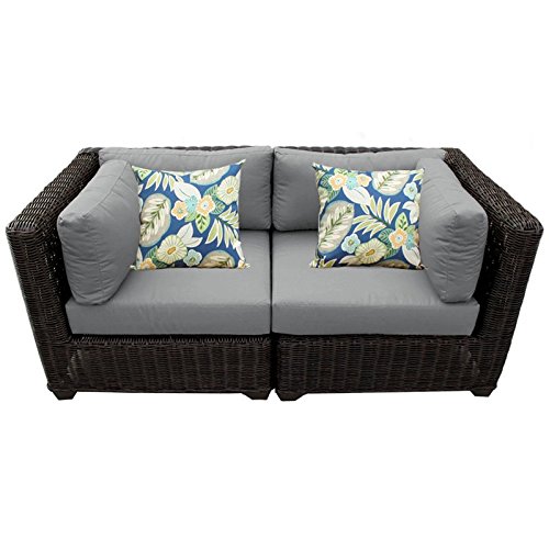 Grey Outdoor Patio Wicker Loveseat - Weather-Resistant Rattan Sofa for Garden, Balcony & Backyard Relaxation