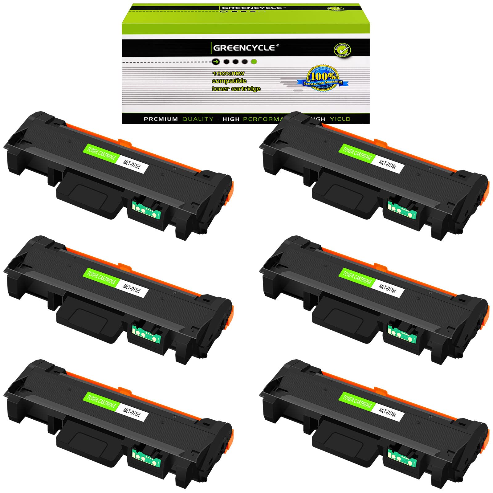 GREENCYCLE Compatible Toner Cartridge Replacement for Samsung 118L MLT-D118L MLT D118L - Works with Xpress M3015DW M3065FW M3015DW/XA M3065FW/XAA Laser Printers (Black, 6-Pack) - High Yield Printing for Office & Home Use
