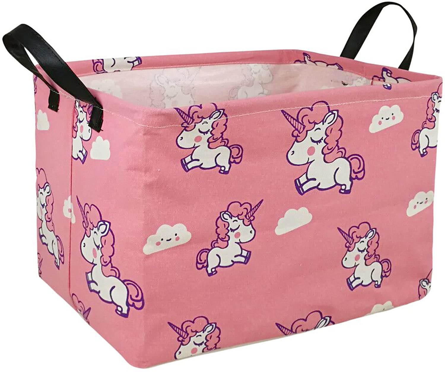 Waterproof Rectangle Toy Storage Bin - Nursery Hamper, Kids Bedroom Organizer, Laundry Basket & Home Decor Shelf (Pink Unicorn) | Perfect for Baby Gifts, Closet Organization & Playroom Storage