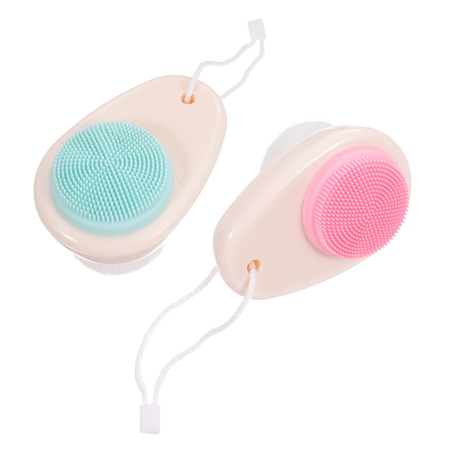 FRCOLOR 2-Pack Silicone Facial Cleansing Brush - Double Sided Exfoliating & Massaging Face Wash Brush for Women - Gentle Skin Care Tool for Daily Cleansing & Makeup Removal