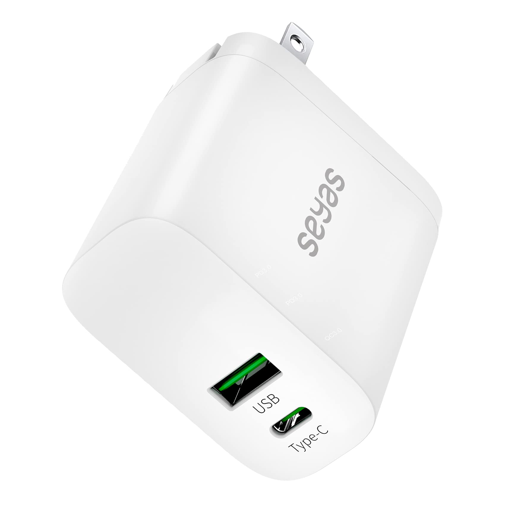 30W Dual Port USB Wall Charger with 18W PD Fast Charging - Compact Foldable Power Adapter for iPhone 12/11/X Series, iPad Pro, Samsung Galaxy & Google Pixel - Perfect for Home, Office & Travel Charging Needs