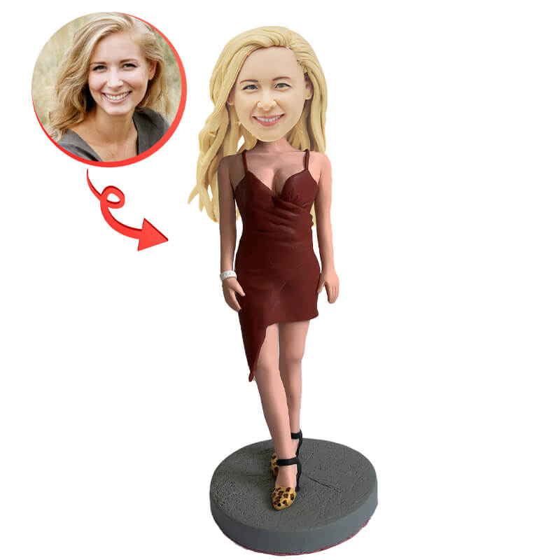 Custom Sexy Skirt Girl Bobblehead - Unique Collectible Figurine for Office Desk, Party Decor & Gift Ideas - Perfect for Women's Fashion Lovers & Pop Culture Fans