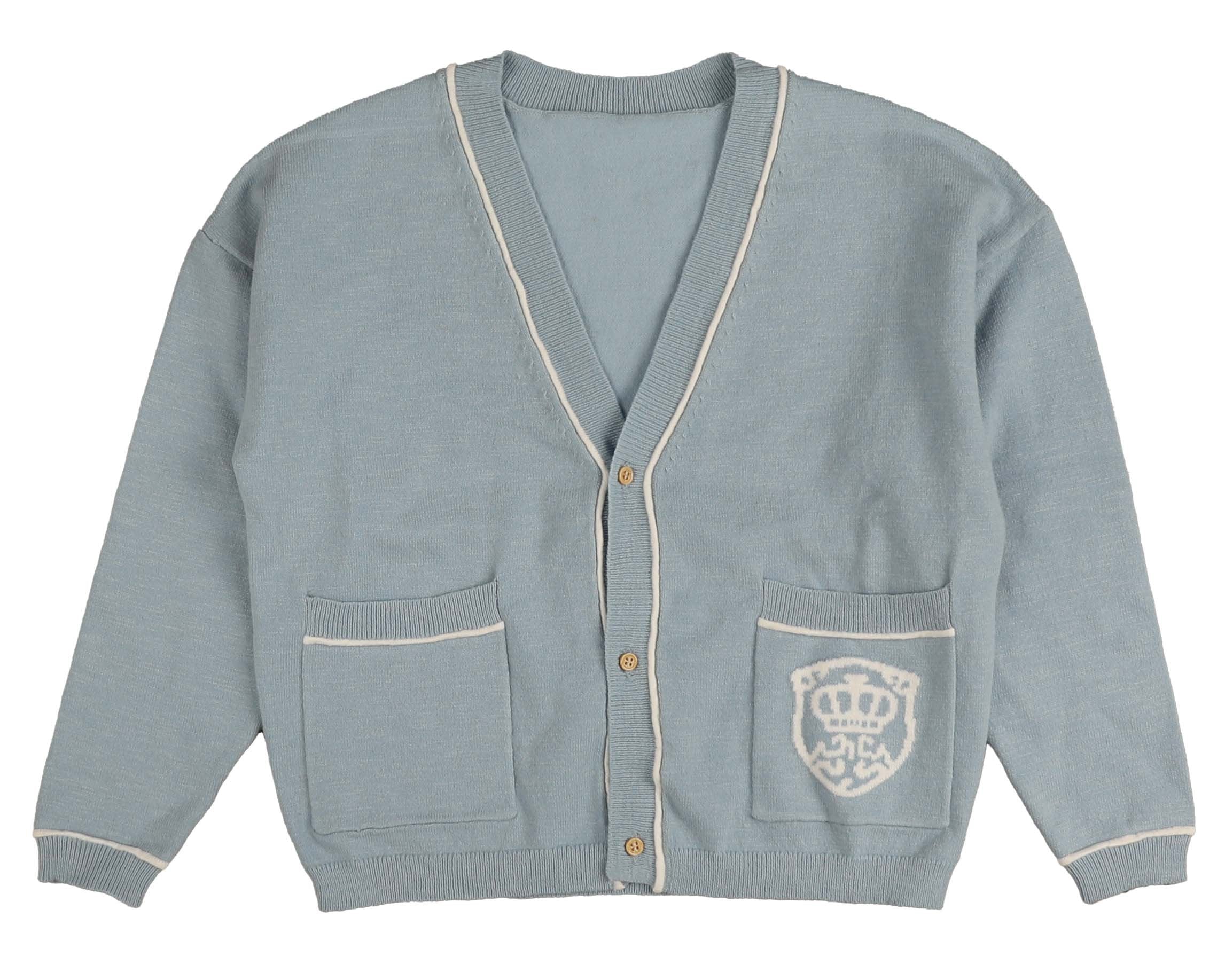 Belati Slub Contrast Blue Binding Emblem Cardigan - Stylish & Comfortable Knit Sweater for Women | Perfect for Casual Outfits, Layering & Fall Fashion
