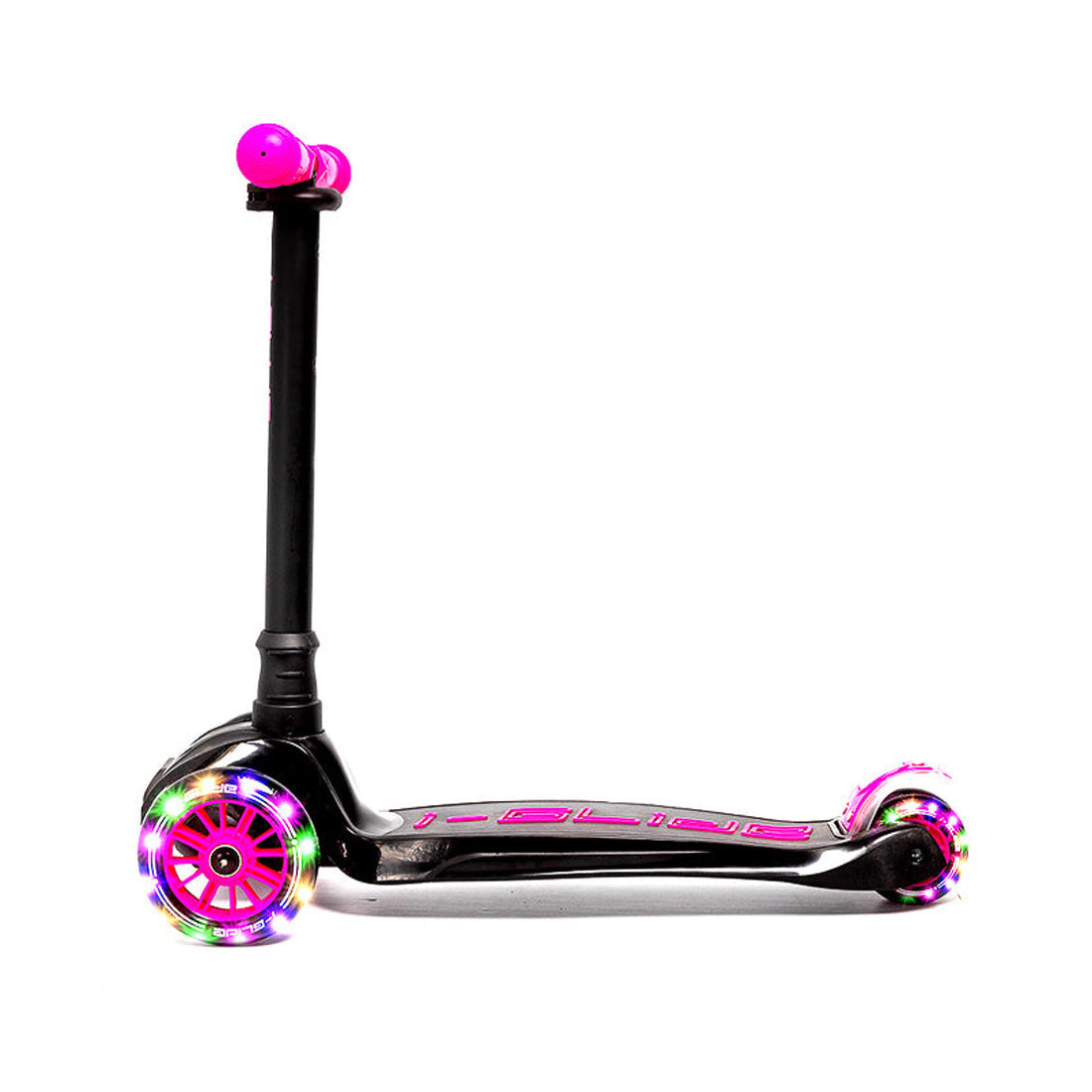 I Glide Kids 3 Wheel Scooter for Ages 3-8 - Lightweight & Adjustable Height Kick Scooter in Black/Pink - Perfect for Outdoor Play, Park Rides & Neighborhood Fun