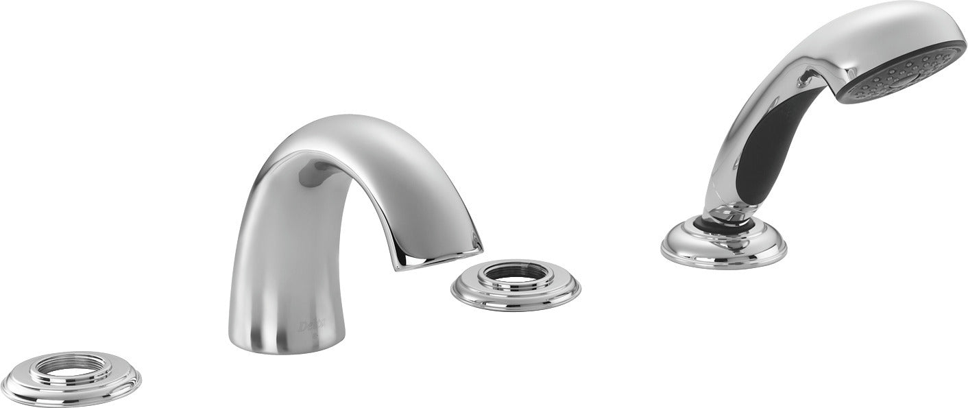 Delta T4716 LHP 4-Hole Roman Tub Faucet Trim with Hand Shower in Chrome - Perfect for Bathroom Renovation & Spa-Like Experience