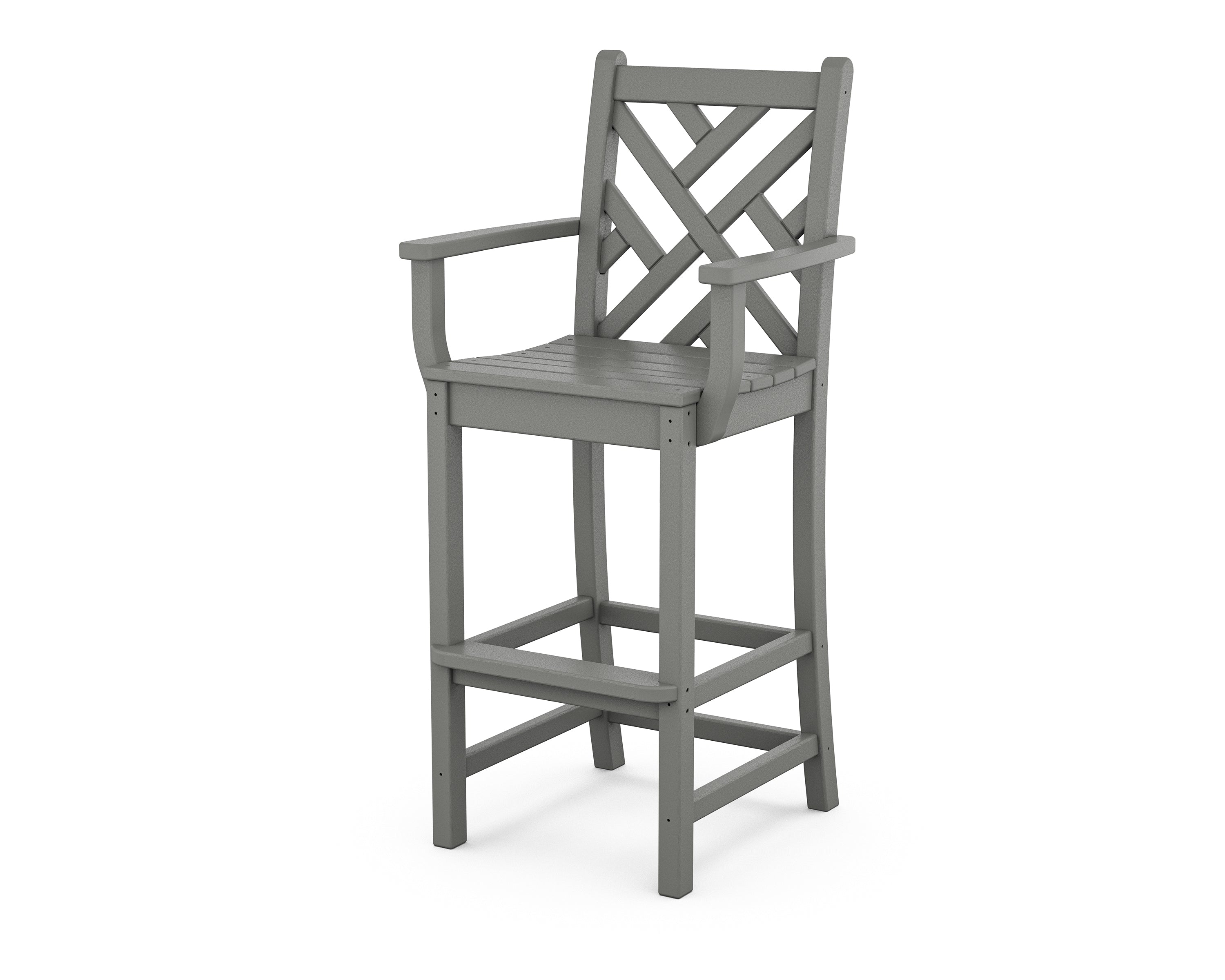 POLYWOOD Chippendale Bar Arm Chair - Outdoor & Indoor Durable Resin Wicker Dining Chair for Patio, Deck, Poolside, and Restaurant Use