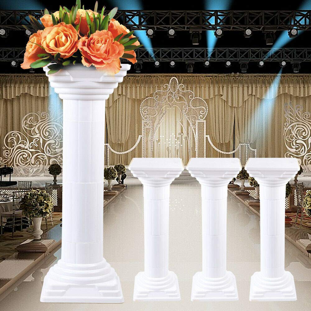 4 Pack White Roman Pillar Column Stand Set - Wedding & Event Decor, Hollow Flower Pot Holder for Hotel, Party, Backdrop Rack - Perfect for Wedding Aisle, Garden & Home Decorations