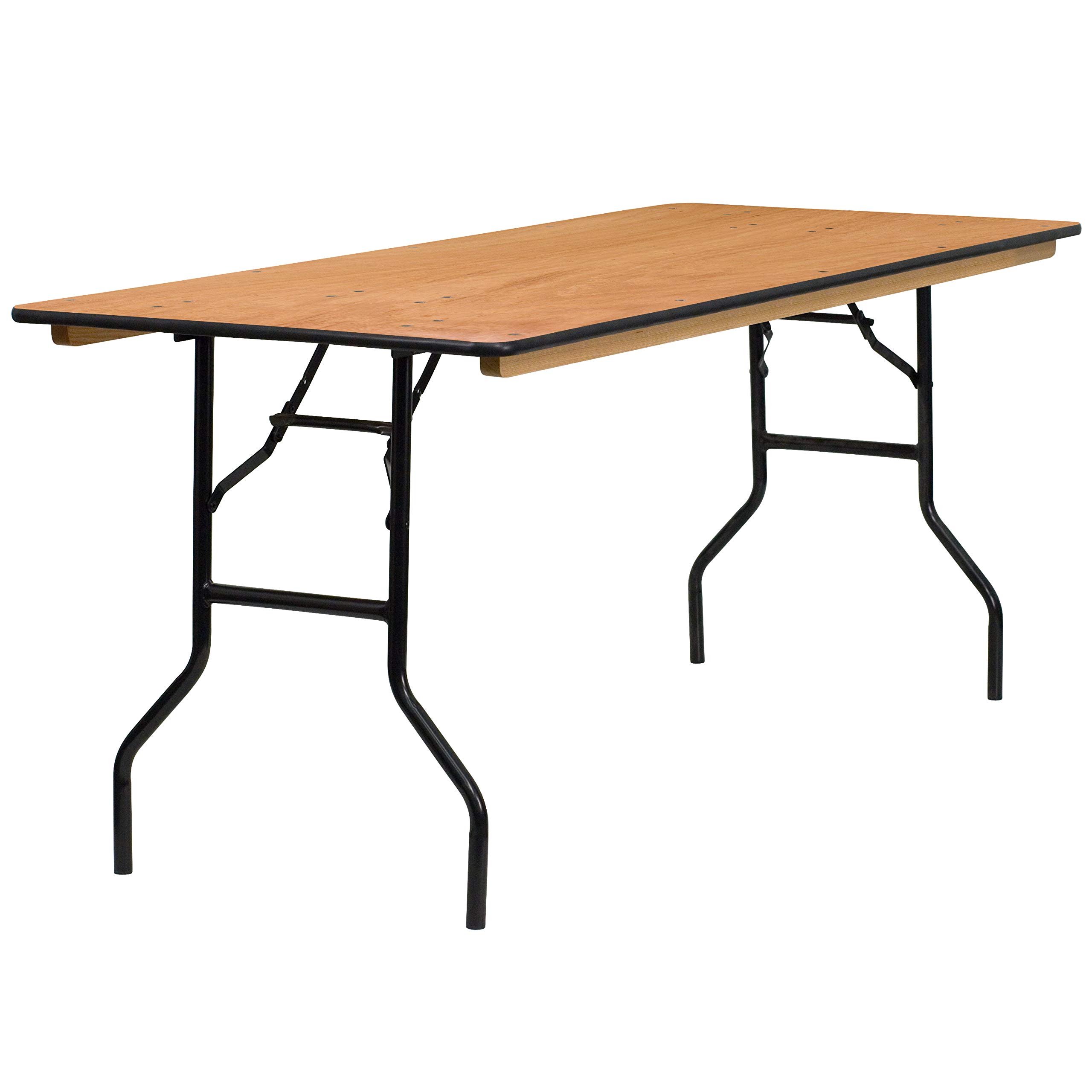 Flash Furniture 6-Foot Rectangular Wood Folding Banquet Table with Clear Coated Finished Top - Portable & Durable for Events, Parties, and Home Use