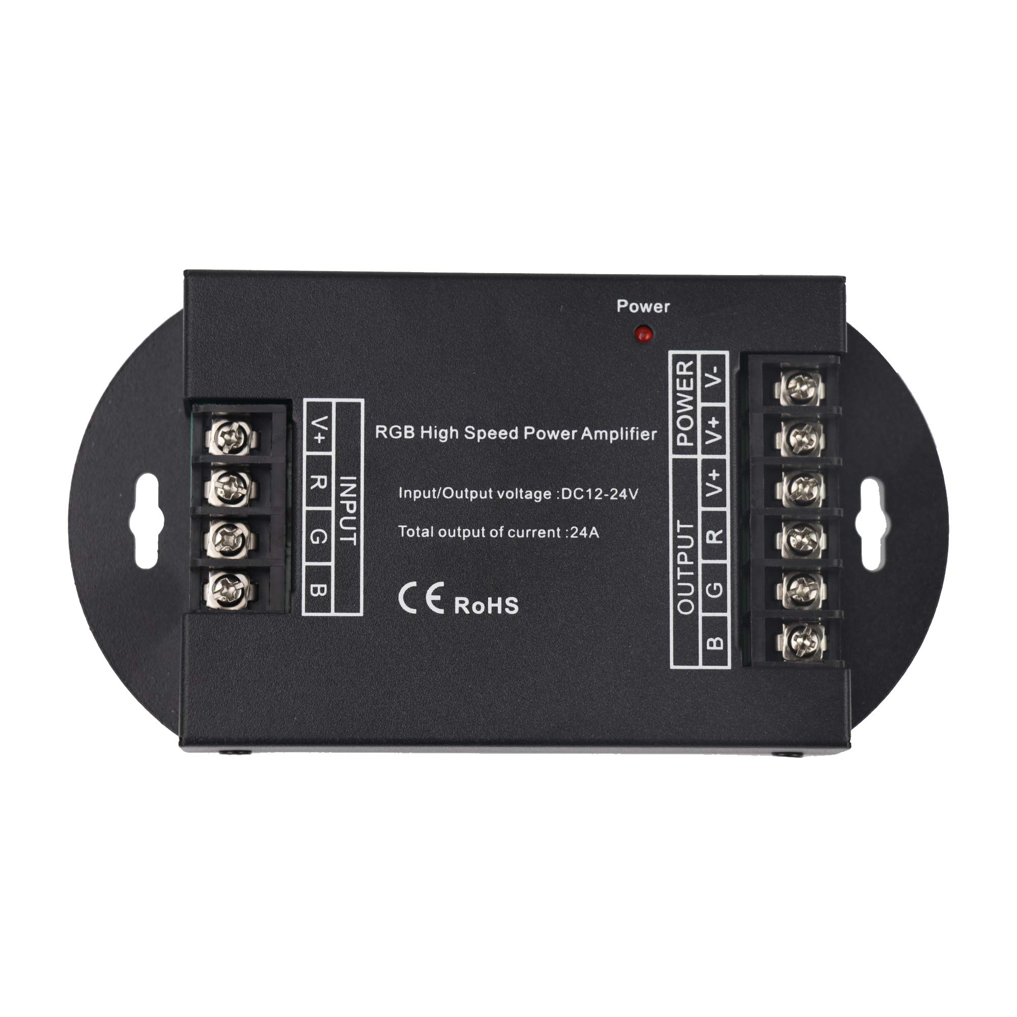 RGB High Speed 24A Power Amplifier - 3CH Signal Repeater for 5050 LED Strip Lights | Home Theater Lighting, Gaming Setup & DIY Decoration