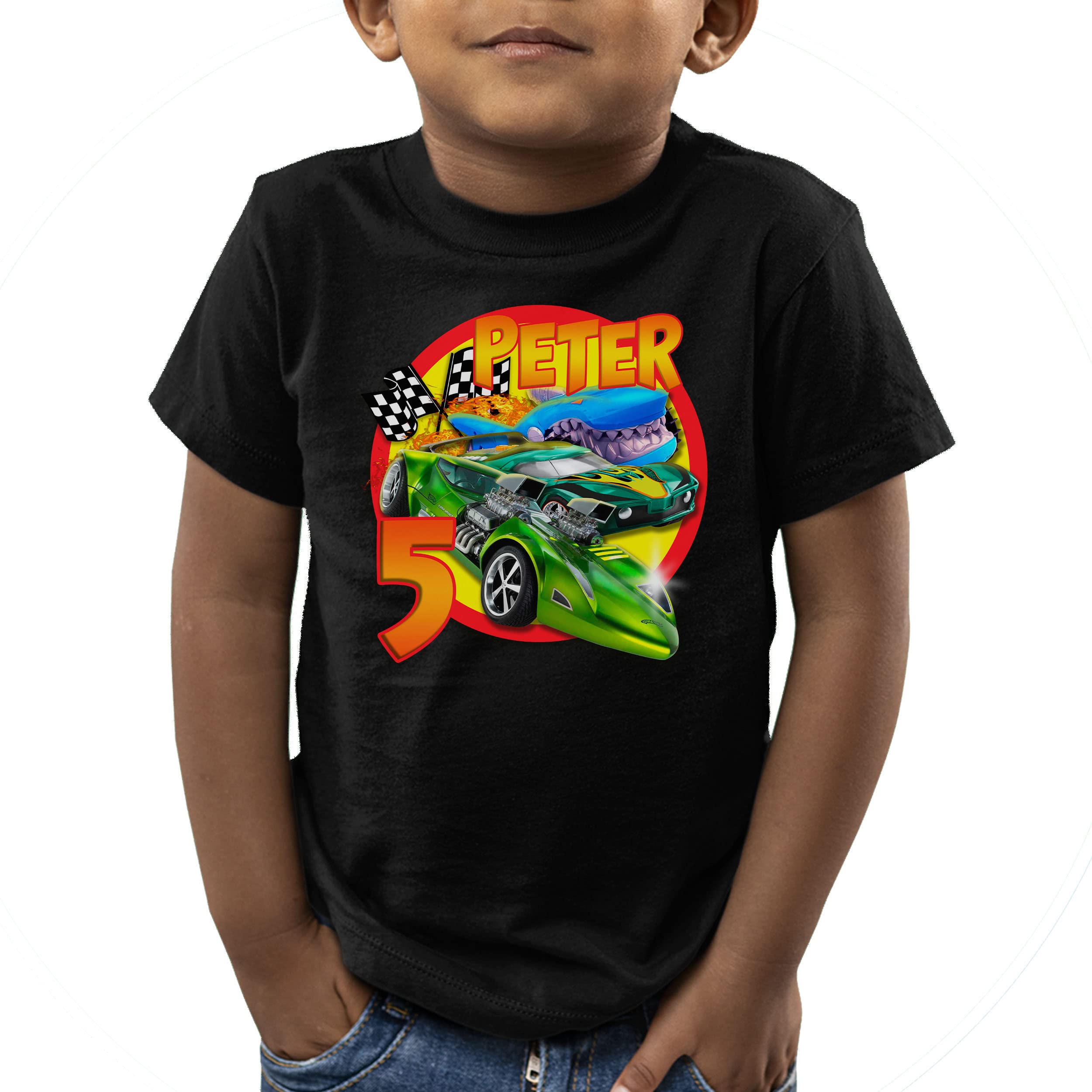 Custom Hot Wheels Themed Birthday T-Shirts for Kids - Personalized Car Lover Gifts for Boys & Girls - Perfect for Birthday Parties, Races, and Playdates