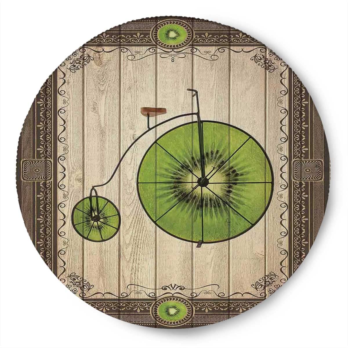 Waterproof Non-Slip Rubber Round Mouse Pad Set - 4PCS 7.9×7.9×0.12 Inch Office & Gaming Desk Mat with Retro Bike Fruit Wheels Design - Perfect for Computer Workstations, Home Office, and Gaming Setups