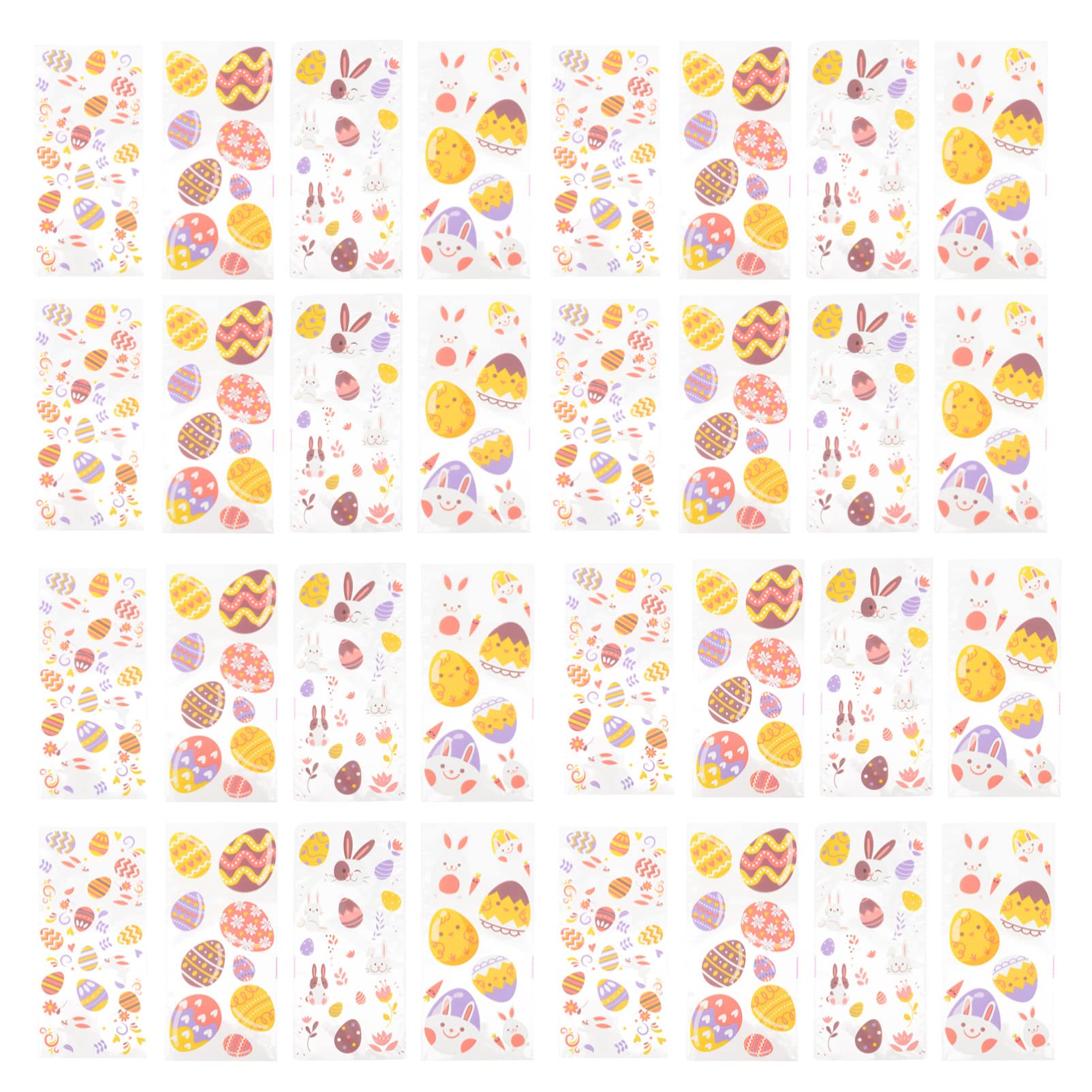 ABOOFAN 100 Pcs Easter Treat Bags - Bunny Printed Candy Pouch for Easter Snacks, Cookies, Popcorn & Party Favors | Reusable Goodie Bags for Easter Egg Hunts, Classroom Treats & Holiday Celebrations