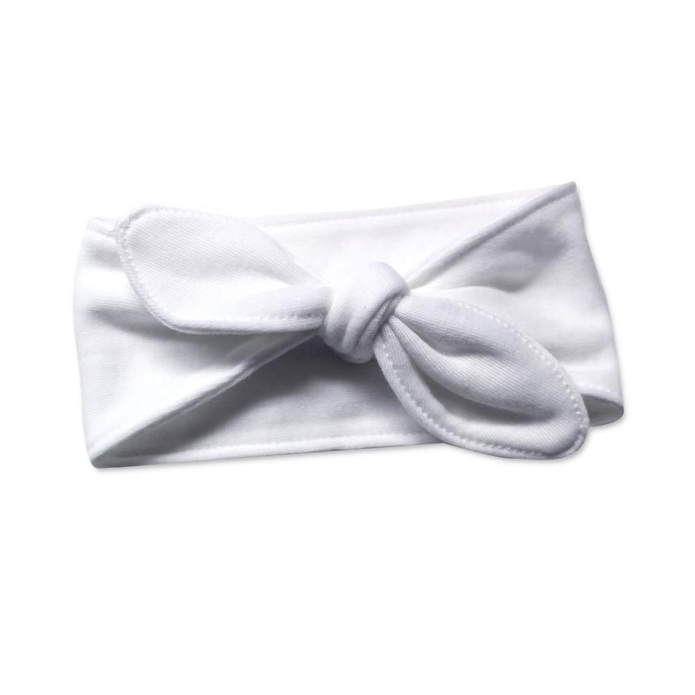 Baby Headband for Girls - Soft Knotted Headwrap Tie - 100% Polyester Blank White - Perfect for Newborn Photography, Birthday Parties & Everyday Outfits