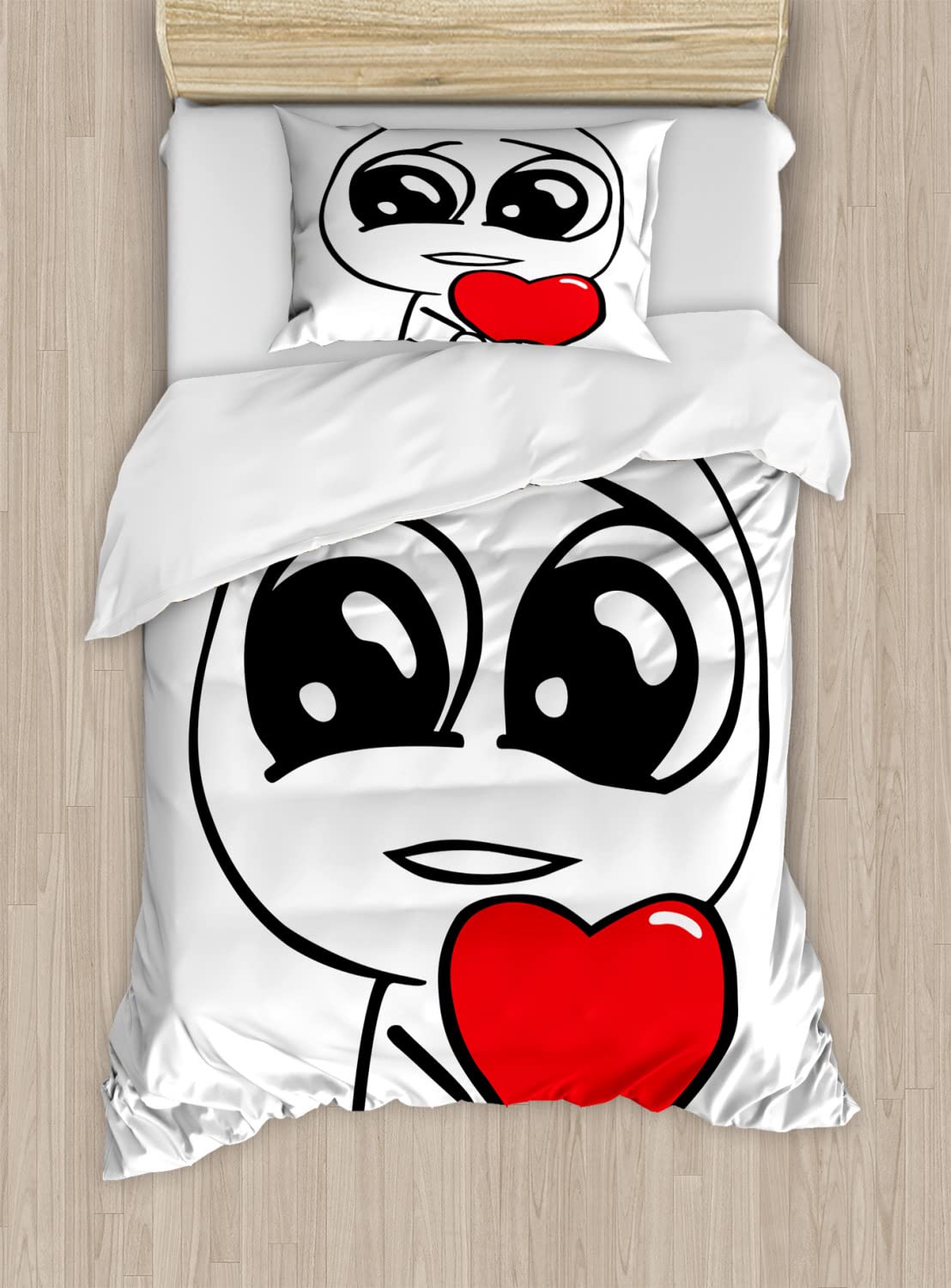 Ambesonne Humor Duvet Cover Set - King Size 2-Pack with Romantic Lover Guy Meme Design, Includes 2 Duvet Covers & 4 Pillowcases (Red/White) - Perfect for Valentine's Day Gifts, Couples Bedroom Decor & Funny Home Accessories