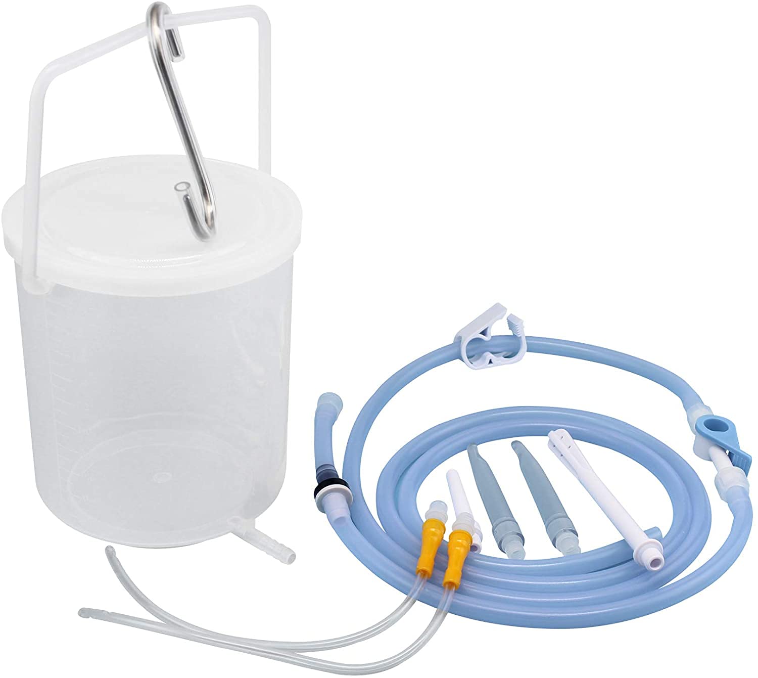 TopQuaFocus 2L BPA-Free Plastic Enema Bucket Kit - Clear Reusable Colon Cleanse System with 6 Leak-Proof Tips for Men & Women - Perfect for Home Coffee Enema Therapy & Colon Detox