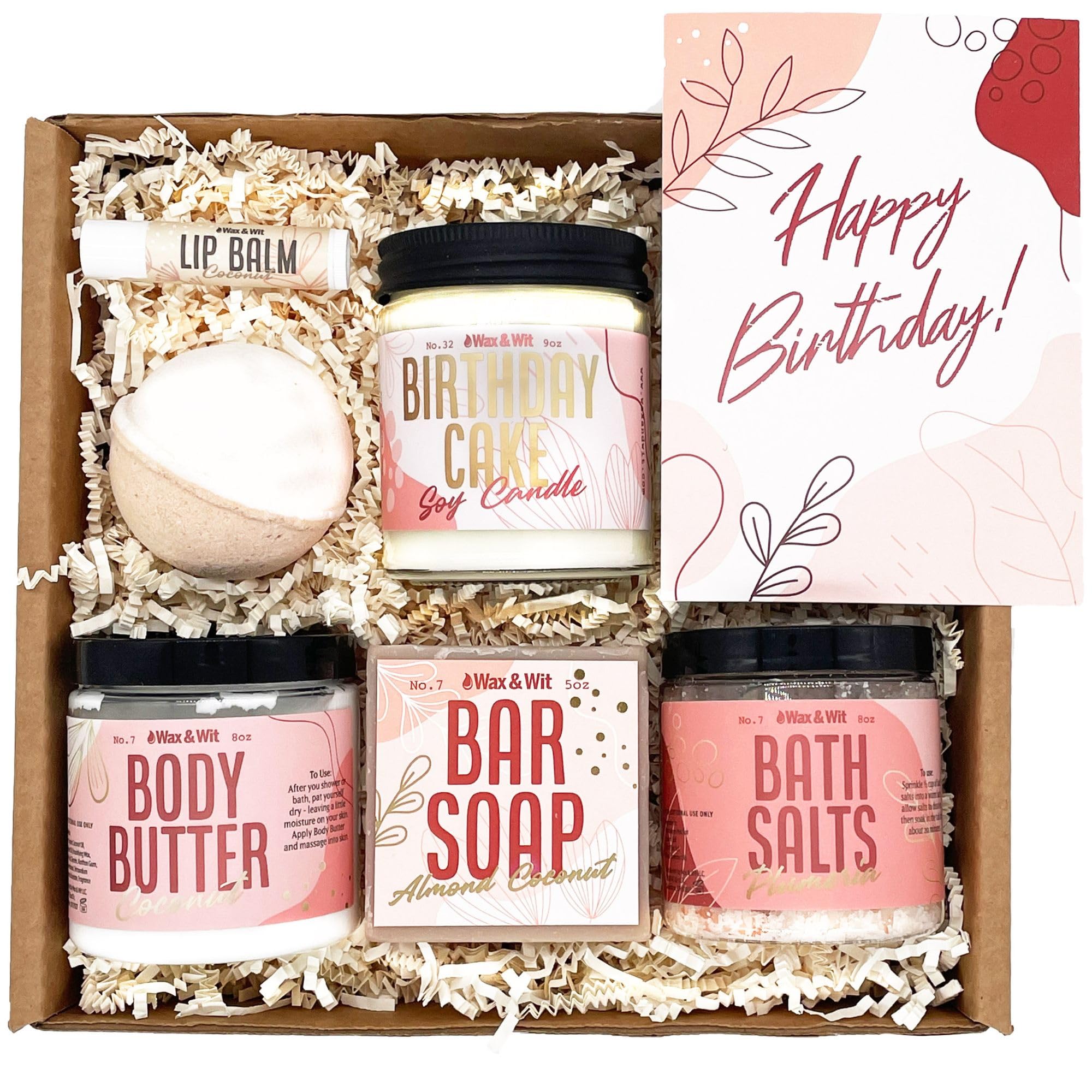 WAX & WIT Best Friend Birthday Gift Set for Women - 7 Piece Unique Present for Sister & Friends - Thoughtful Birthday Gift Basket for Her - Perfect for Celebrations, Surprises & Special Occasions