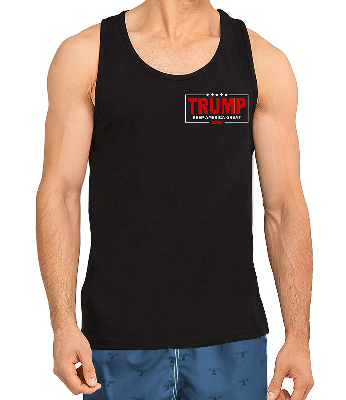 Koyotee Men's Chest Trump KAG Black Tank Top - Comfortable Sleeveless Shirt for Gym, Workout & Casual Wear