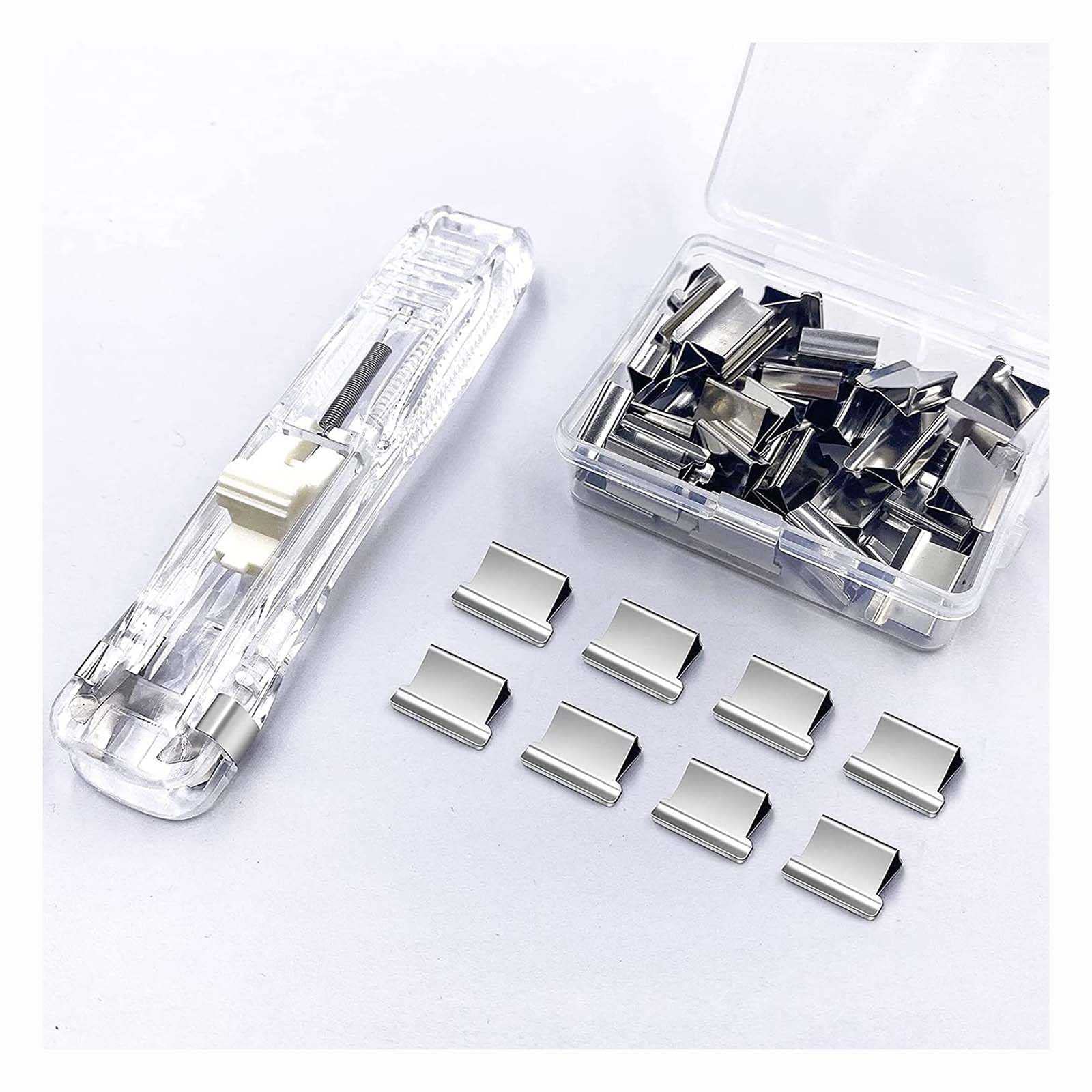 Mini Push Stapler for Desk - 1PC Transparent with 50 Clips - School & Office Supplies