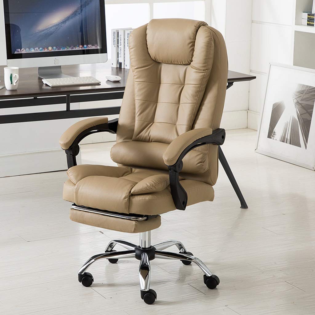 Ergonomic Leather Office Chair - Adjustable Swivel Reclining Computer Desk Chair with Lift Function for Home Office, Reception & Executive Use (Brown) - Perfect for Long Work Hours, Video Conferencing & Professional Workspaces