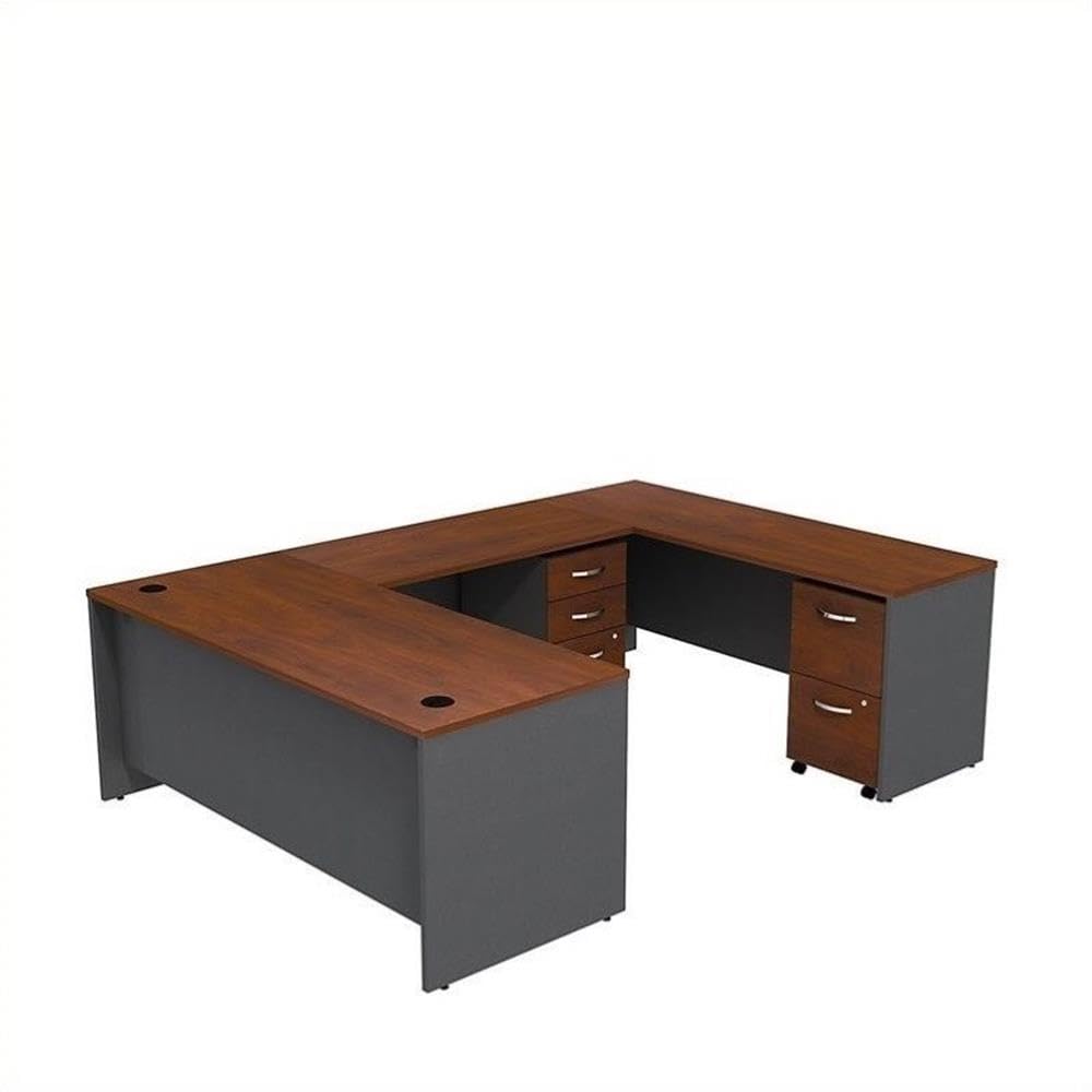 Bush Business Furniture Series C Office Desk Suite in Hansen Cherry Finish - Premium Home & Office Workstation for Productivity & Comfort