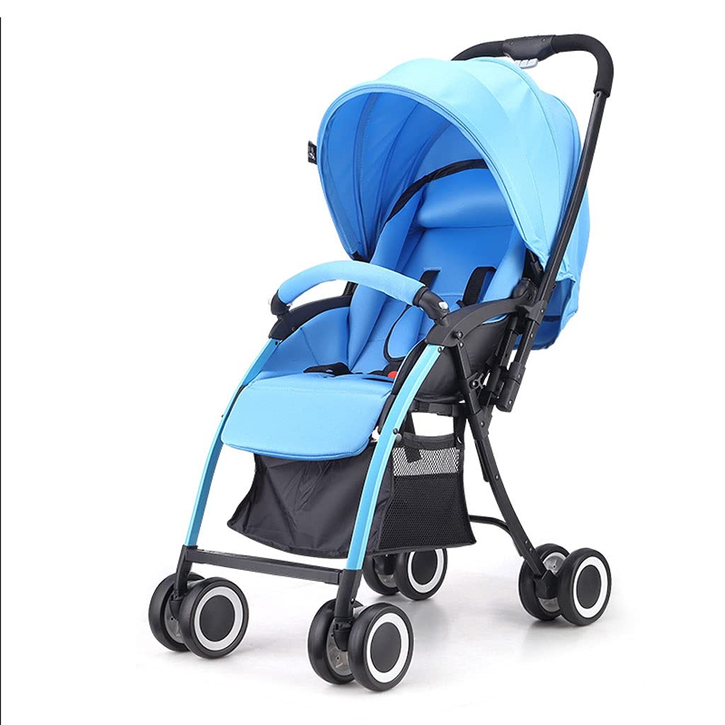 LICHUAN Lightweight Foldable Baby Stroller with Reclining Seat & XL Storage Basket - Adjustable Sun Canopy, Portable Travel Stroller for Infants & Toddlers (Blue) - Perfect for Shopping, Travel & Daily Walks