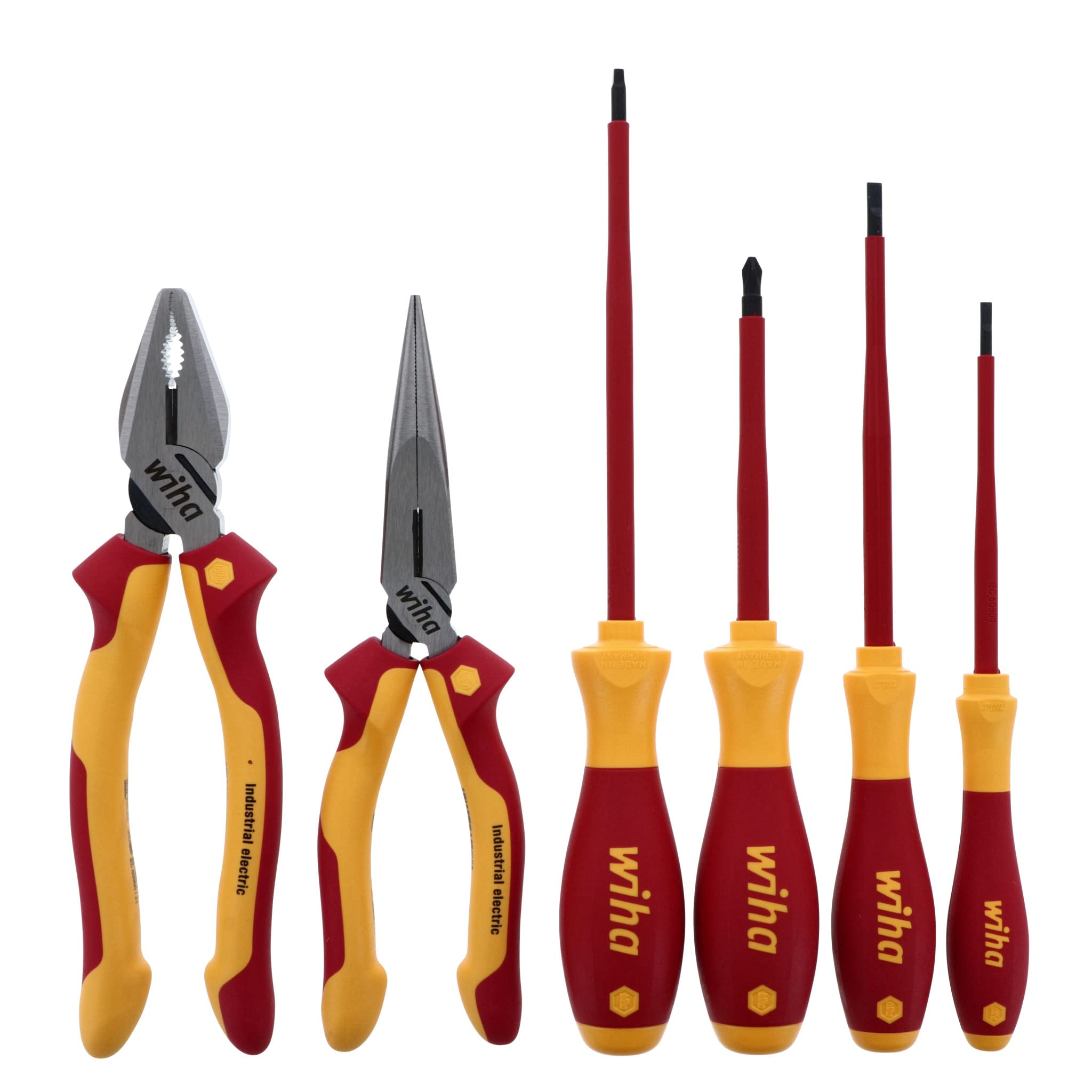 Wiha 32984 6-Piece Insulated Industrial Pliers & Screwdriver Set - Heavy Duty Electrical Tools for Electricians & DIY Home Repairs