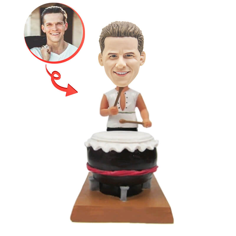Custom Big Drum Player Bobblehead - Personalized Music Lover Gift for Drummers & Band Fans - Perfect for Birthdays, Anniversaries & Office Decor