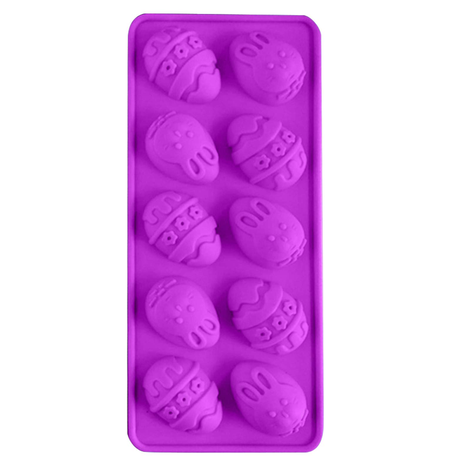 10 Holes Easter Bunny Egg Cake Baking Mold - DIY Chocolate, Soap, Pastry Mold for Easter, Summer Vacation - Purple (Perfect for Easter Desserts, Party Decorations & DIY Crafts)