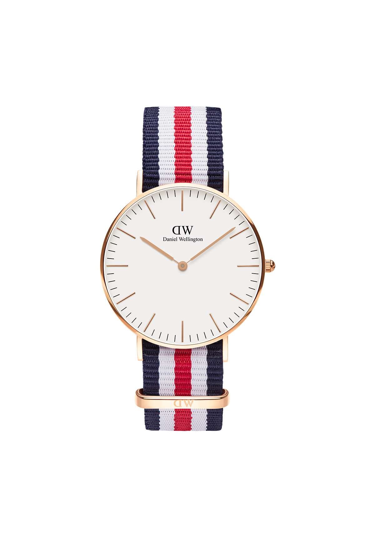 Daniel Wellington Classic Watch for Women & Men - Slim Minimalist Stainless Steel Case with Silver Fabric (Polyester) Strap - Perfect for Everyday Wear, Office & Casual Occasions
