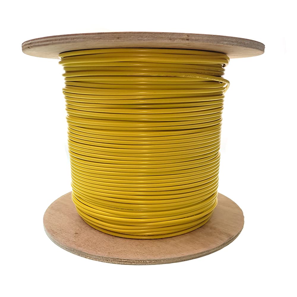 Bulk Zipcord Single Mode Fiber Optic Cable 9/125 Micron Duplex Yellow Riser Rated 1000ft Spool - High-Speed Data Transmission for Networking, Telecommunications & Data Centers