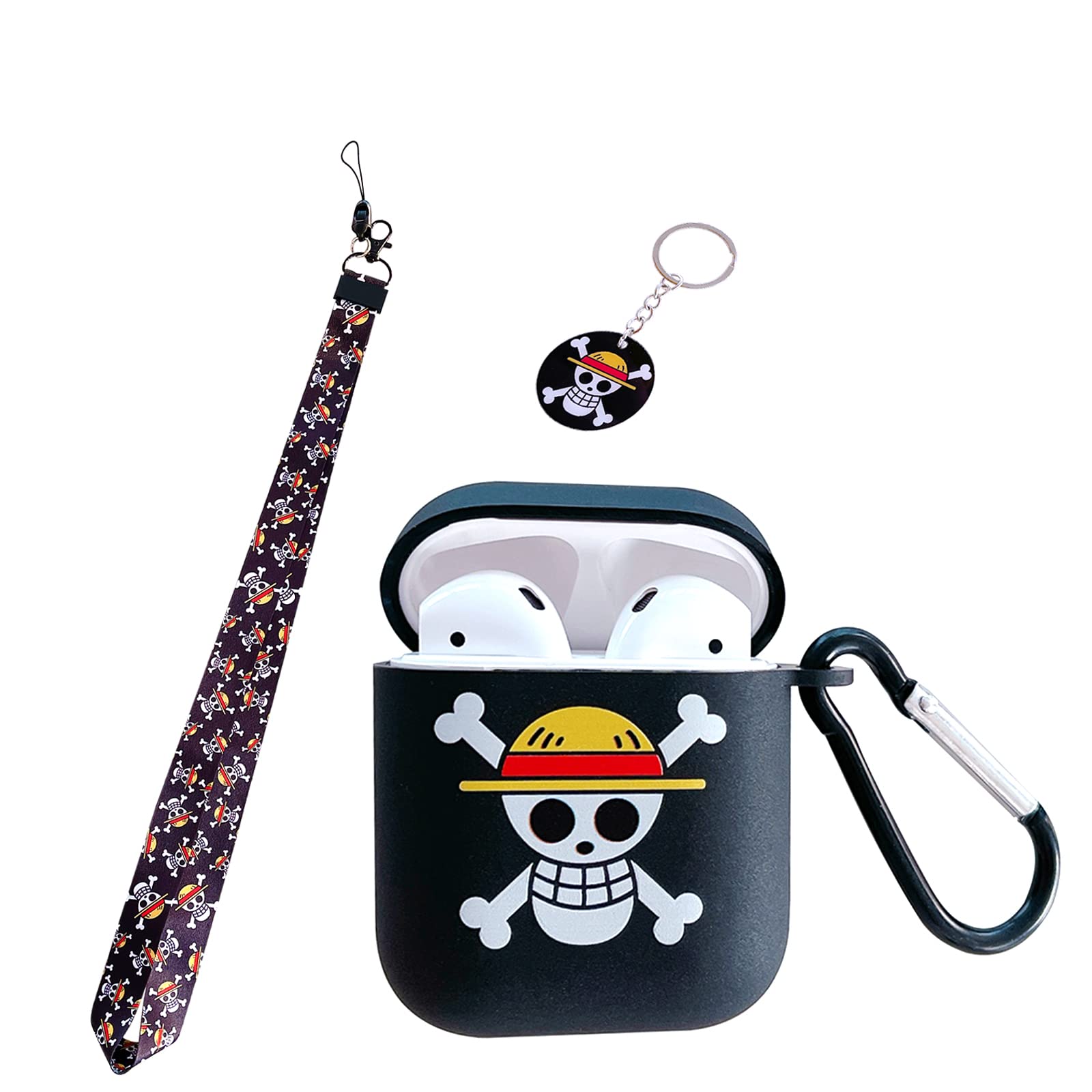 Anime Lanyard Keychain Case for AirPods 1/2 - Personalized Frosted TPU Cover for Daily Use