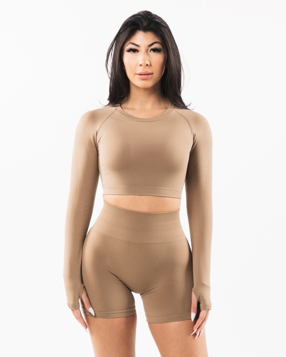 Stratus LS Crop Top in Chai - Comfortable & Stylish Women's Casual Shirt for Everyday Wear, Yoga, and Outdoor Activities