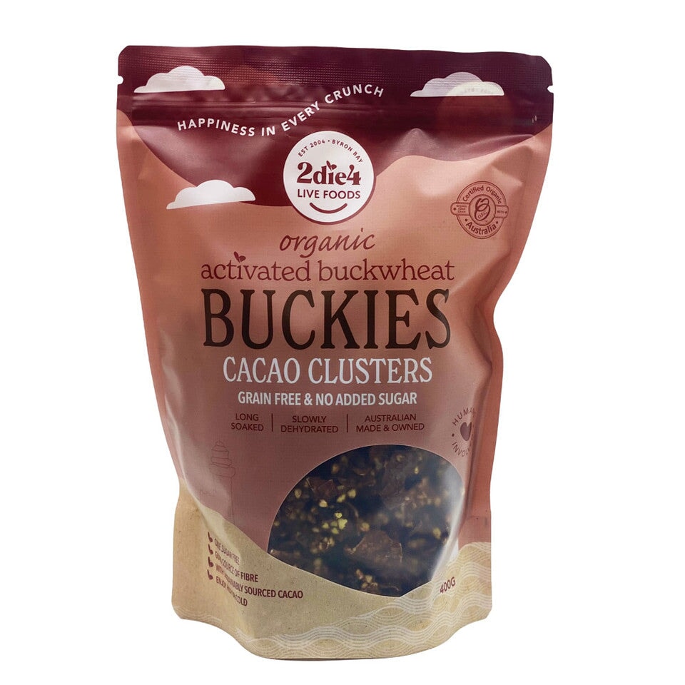 2Die4 Activated Organic Buckies Cacao Clusters - Healthy Snack for Energy Boost, Keto & Paleo Diet - Perfect for Breakfast, Hiking & Office Snacking