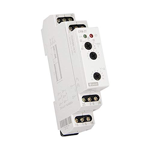 Elko CRM-2T-UNI Star Delta Motor Starter Timer - DIN Rail Mount for Industrial Automation & Electrical Control Panels