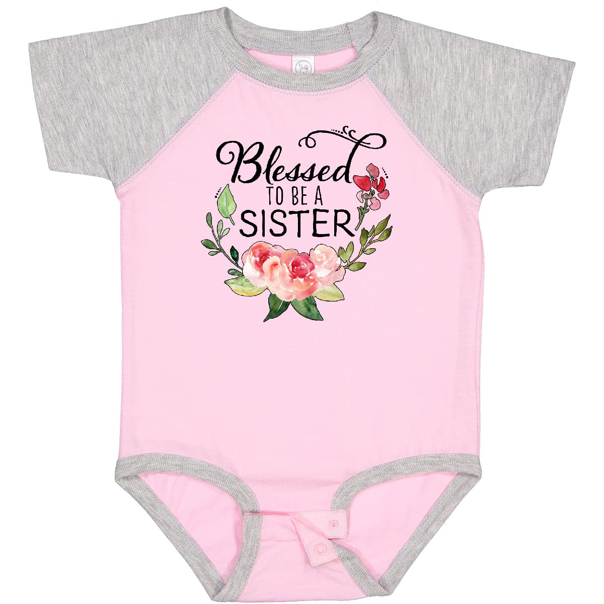 Blessed to Be a Sister Baby Bodysuit - Pink Floral Design | Soft Cotton Infant Onesie for Newborn Girls | Perfect for Sibling Announcement, Baby Shower Gift & Family Photo Outfits