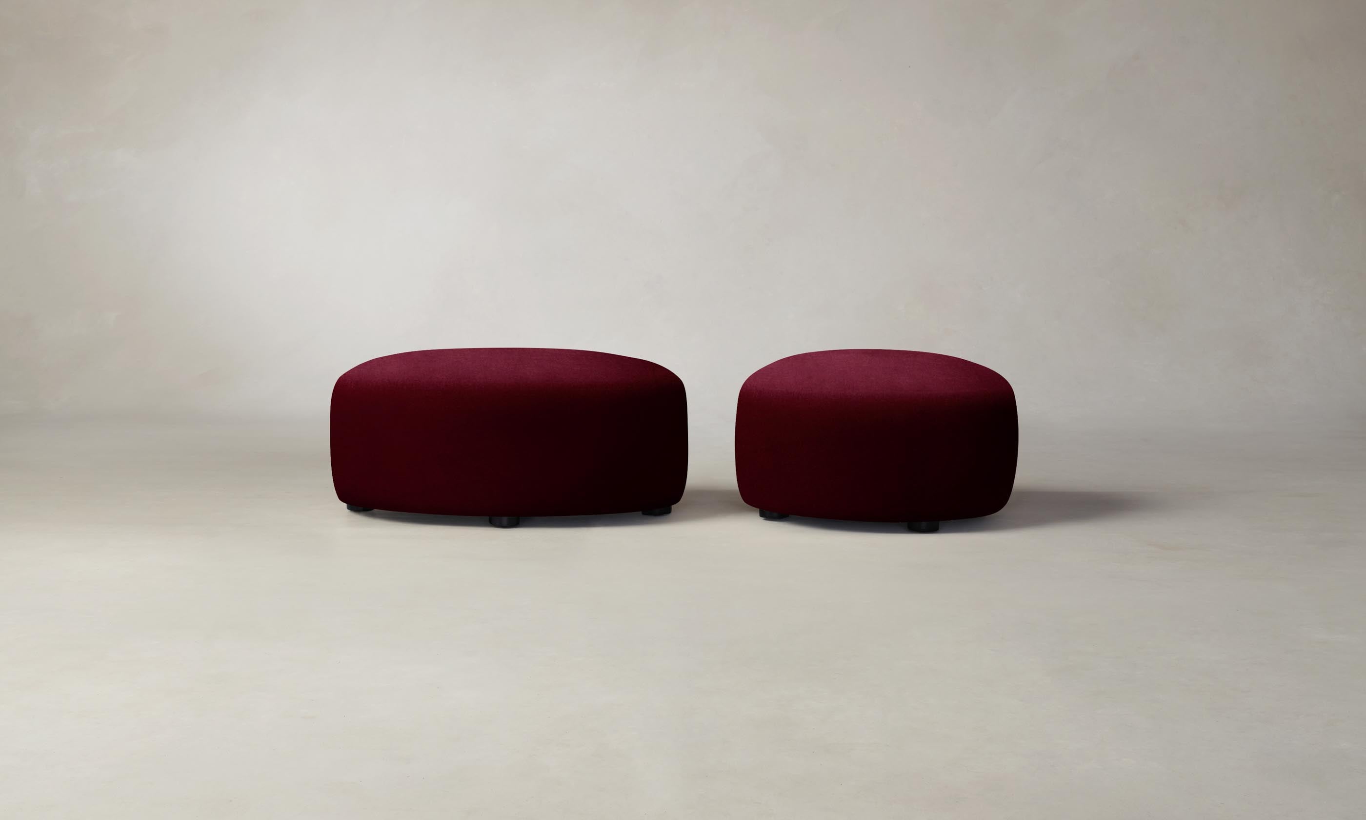 Luxury Mohair Crimson Chelsea Ottoman - Elegant Footrest & Stylish Living Room Decor for Home & Office Comfort